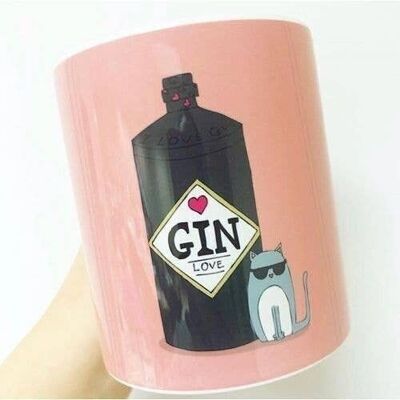 Mugs, gin & cat by nichola cowdery