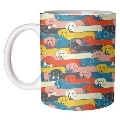 Mugs, long dog pattern by ania wieclaw