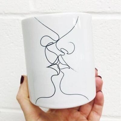 Mugs, tender kiss on white by adam regester