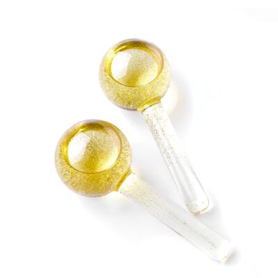 Facial Ice Globes - Gold Glitter includes Collagen Serum infused sheet mask