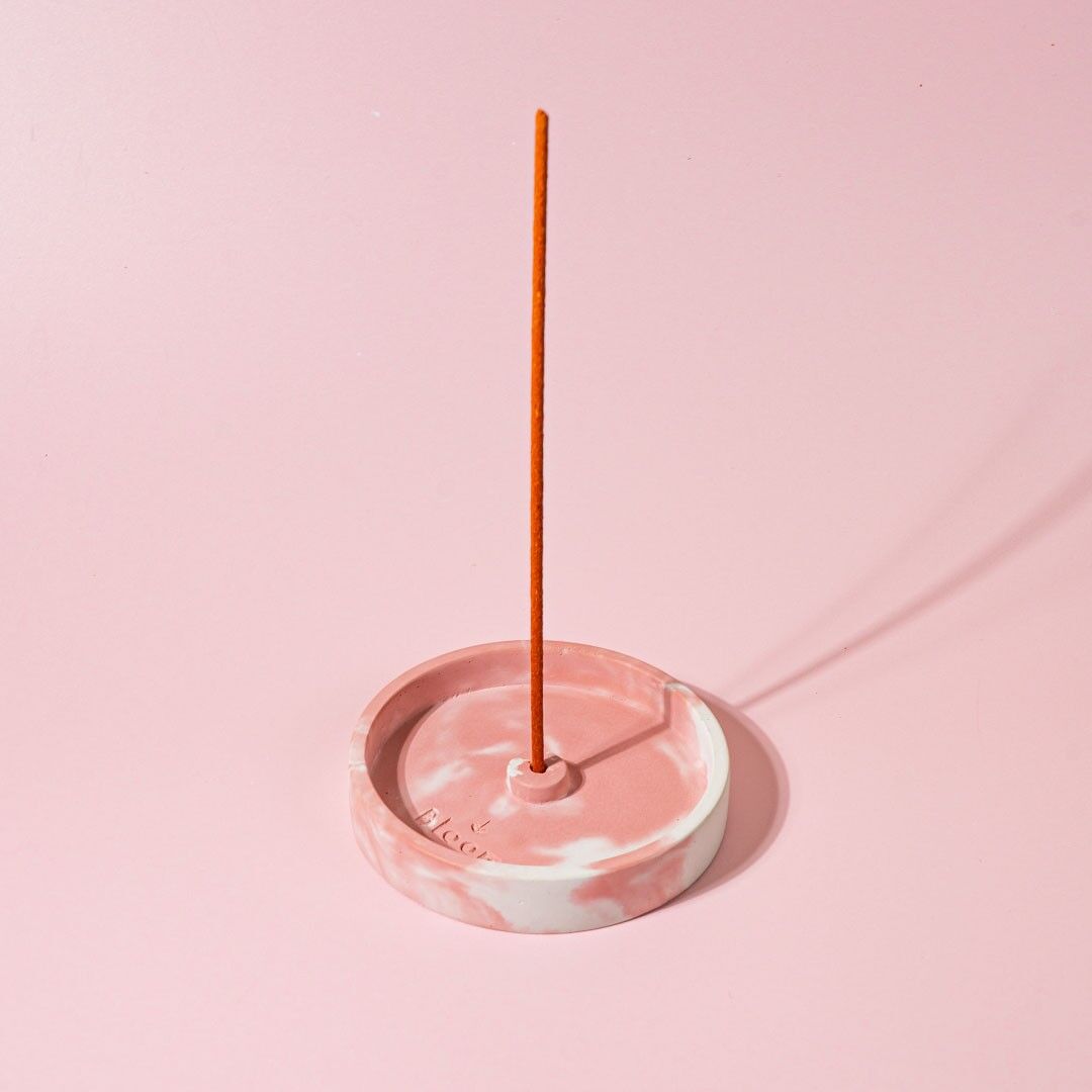 Portaincenso in cemento artigianale e Made in France (rosa)