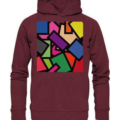 "polygon" Hoodie unisex - Organic Hoodie - Burgundy - XS