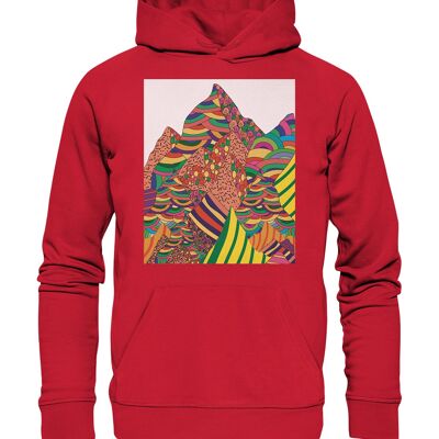 "mountain view" Hoodie unisex - Organic Hoodie - Red - XL