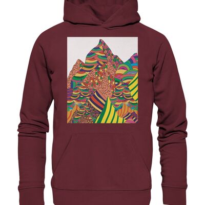 "mountain view" Hoodie unisex - Organic Hoodie - Burgundy - XXL