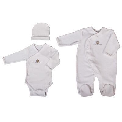 Set Dors bien/Body/Bonnet 3 mois Blanc