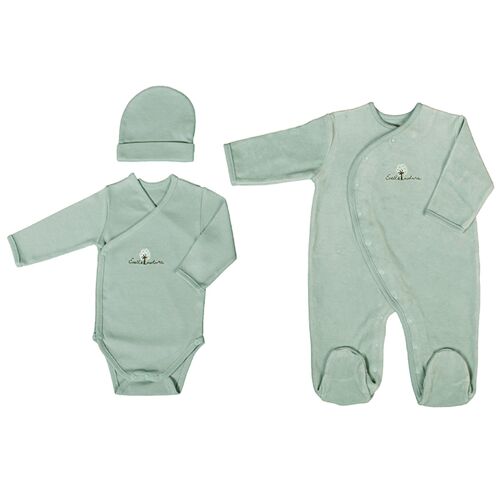 Set Dors bien/Body /Bonnet 3 mois Aqua