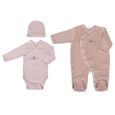 Set Dors bien/Body/Bonnet 3 mois Beige