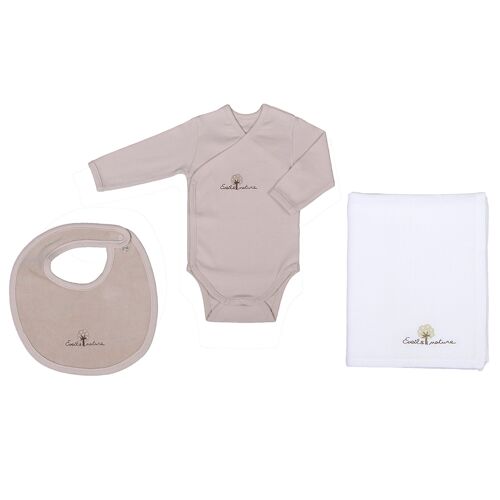 Set Body/Lange/Bavoir  3 mois Beige