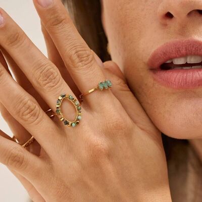 Golden Gloria ring with African Turquoise stones