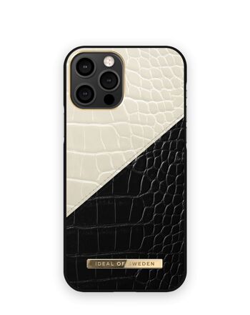 Atelier Coque iPhone 12 Pro Crème Croco Noir 1