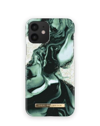 Coque Fashion iPhone 12 Doré Olive Marbre 1