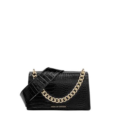 Medium Lia Baguette Bag Neo Noir Croco