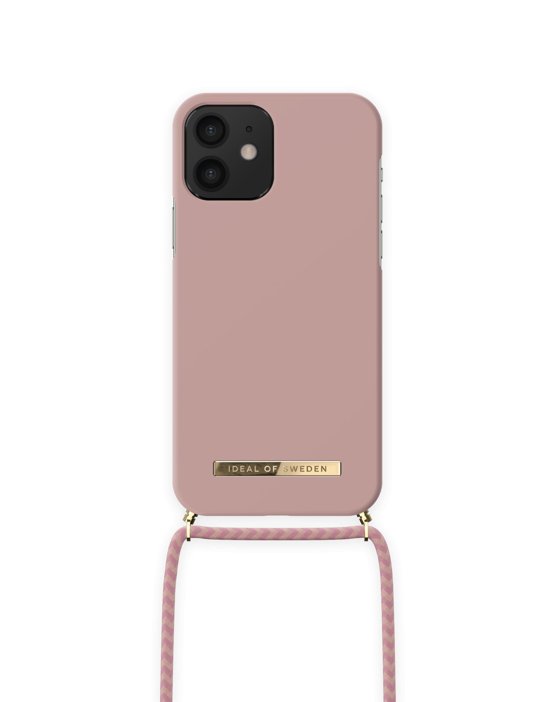 Custodia con collana per telefono ordinario iPhone 12 Misty Pink