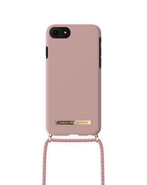 Custodia con collana per telefono ordinario iPhone SE Misty Pink