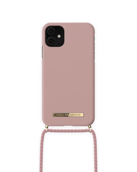 Custodia con collana per telefono ordinario iPhone XR Misty Pink