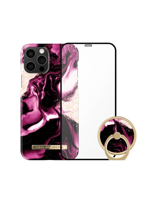 Printed Bundle Trio iPhone 12 Pro Golden Ruby Marble