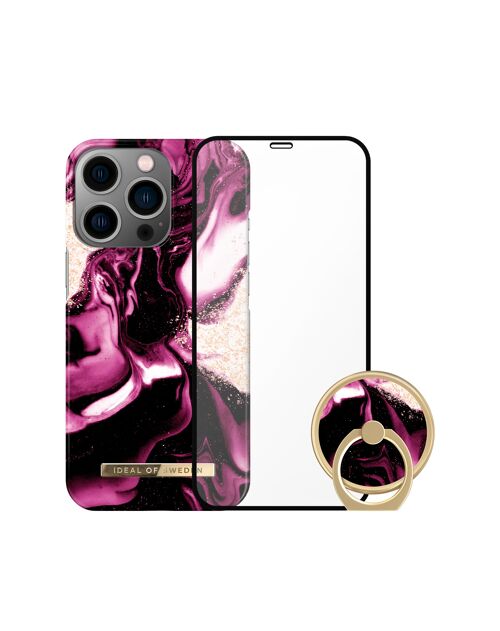 Printed Bundle Trio iPhone 13 Pro Golden Ruby Marble