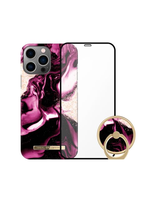 Printed Bundle Trio iPhone 13 Pro Max Golden Ruby Marble