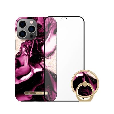 Bundle Trio stampato iPhone 13 Pro Max Golden Ruby Marble