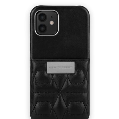 Statement Case iPhone 12 trapuntato nero - Mini tasca