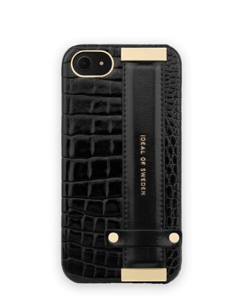 Coque Statement iPhone 7 Neo Noir Croco Poignée Strap 1