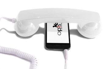 Opis 60s micro combiné de téléphone portable, combiné rétro pour smartphones, iPhone, Samsung, Huawei, etc. (blanc) 1