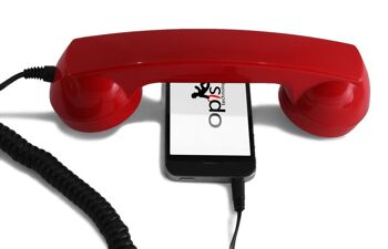 Opis 60s micro combiné de téléphone portable, combiné rétro pour smartphones, iPhone, Samsung, Huawei, etc. (rouge) 1