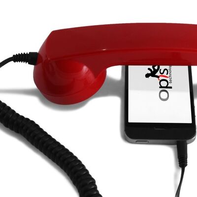 Opis 60s micro Handyhörer, Retrohörer für Smartphones, iPhone, Samsung, Huawei, etc. (rot)
