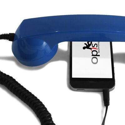 Opis 60s micro combiné de téléphone portable, combiné rétro pour smartphones, iPhone, Samsung, Huawei, etc. (bleu)