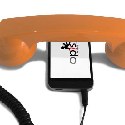 Microteléfono móvil Opis 60s, microteléfono retro para smartphones, iPhone, Samsung, Huawei, etc. (naranja)