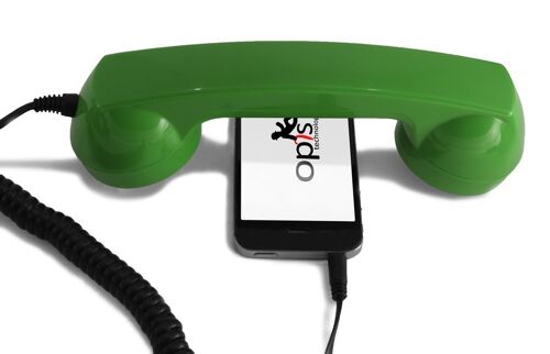 Opis 60s micro Handyhörer, Retrohörer für Smartphones, iPhone, Samsung, Huawei, etc. (grün)
