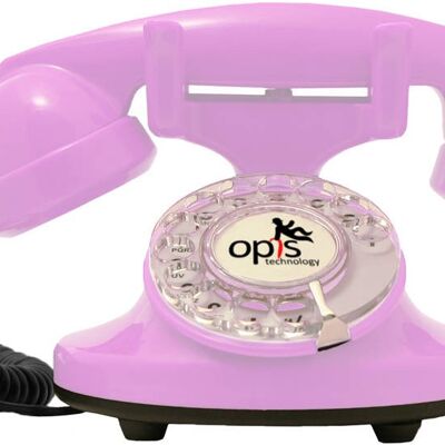 Opis FunkyFon cable teléfono rotatorio / teléfono retro / teléfono nostálgico (rosa)