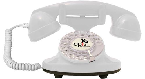 Opis FunkyFon cable Wählscheibentelefon / Retrotelefon / Nostalgietelefon (weiß)