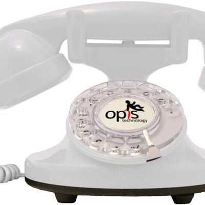 Opis FunkyFon cavo telefono rotativo / telefono retrò / telefono nostalgico (bianco)