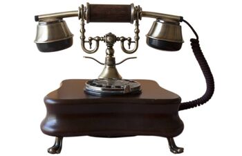 Opis 1921 câble téléphone rétro en bois et métal / téléphone en bois / téléphone classique (modèle B) 2