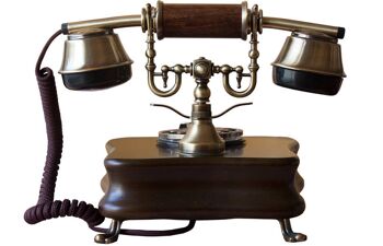 Opis 1921 câble téléphone rétro en bois et métal / téléphone en bois / téléphone classique (modèle B) 5