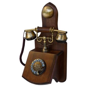 Téléphone rétro câble Opis 1921 en bois et métal / téléphone en bois / téléphone classique (modèle D) 1