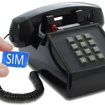 Telefono fisso Opis PushMeFon / telefono fisso 2G/GSM / telefono cellulare senior (nero)