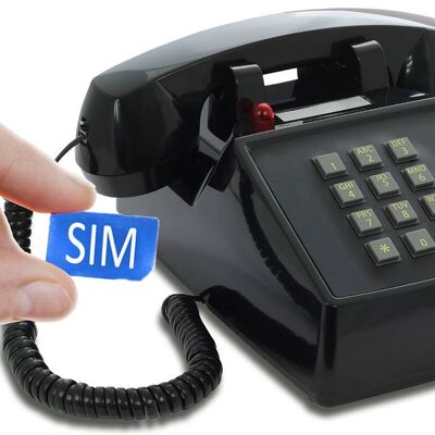 Teléfono de escritorio móvil Opis PushMeFon / teléfono de escritorio 2G / GSM / teléfono celular senior (negro)