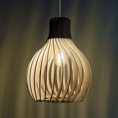 Opis PL2 light - Light wooden hanging lamp made of elegant, curved parts