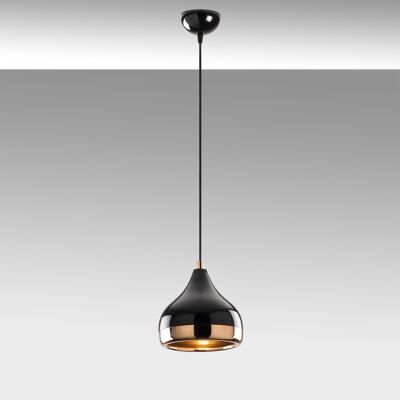 Opis PL5 Small (Ø17cm) - Elegante lampada a sospensione realizzata in metallo nero e rame