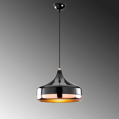 Opis PL5 Large (Ø36cm) - Elegante lampada a sospensione realizzata in metallo nero e rame