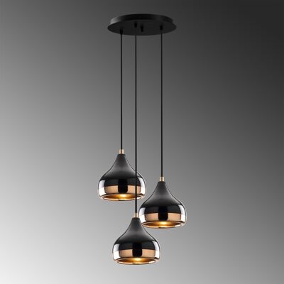 Opis PL5 small group of 3 (Ø17cm) - Elegant hanging lamps made of black metal and copper