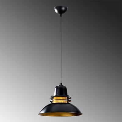 Opis PL7 (Ø34cm) - Elegant hanging lamp made of black metal and copper