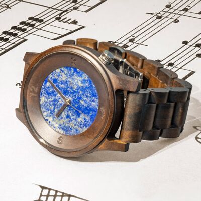 Opis UR-M4 Men's Wood and Stone Watch (Black Sandalwood/Lapis Lazuli)
