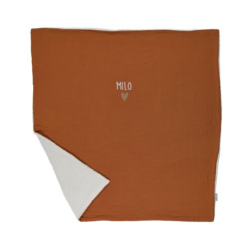 Couverture pilou en gaze caramel