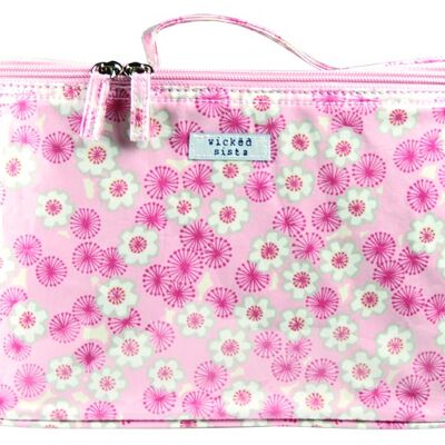 Borsa Ferris Fleur rosa pastello Beauty case grande borsa per cosmetici