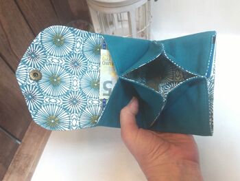 Porte monnaie portefeuille origami et mandala bleu 6