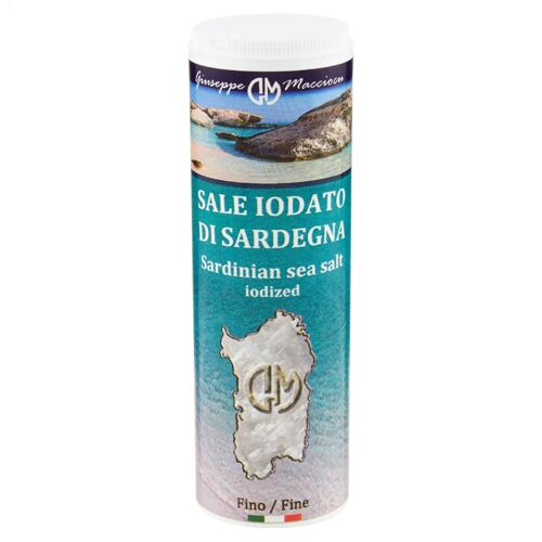 Iodized fine sea salt of sardinia 230gr w spreader head