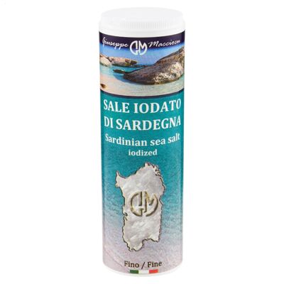 Sel de mer fin iodé de sardaigne 230gr avec tête d'épandage